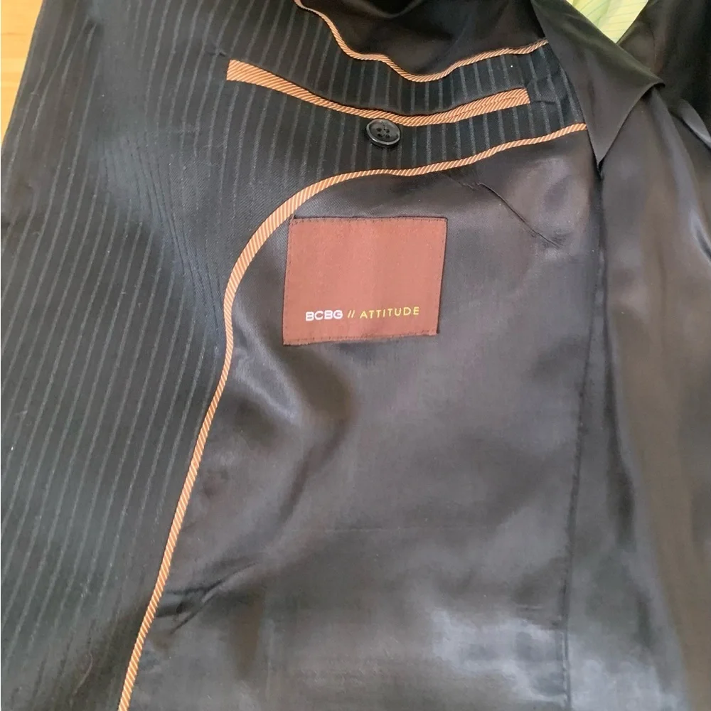 BCBG Avery Wool Blazer Black Pinstripe